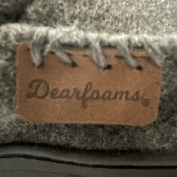 Dearfoam - Men's Dark Heather Gray Wool Memory Foam - No Sweat Slippers - Picture 9 of 12